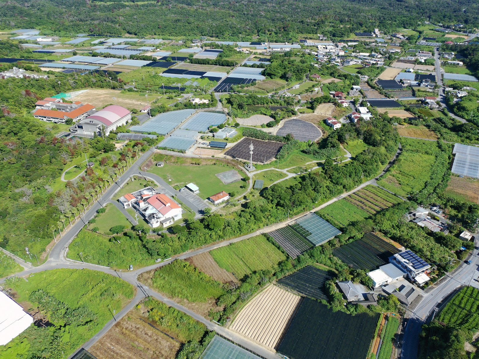 日本の農村の空撮風景
